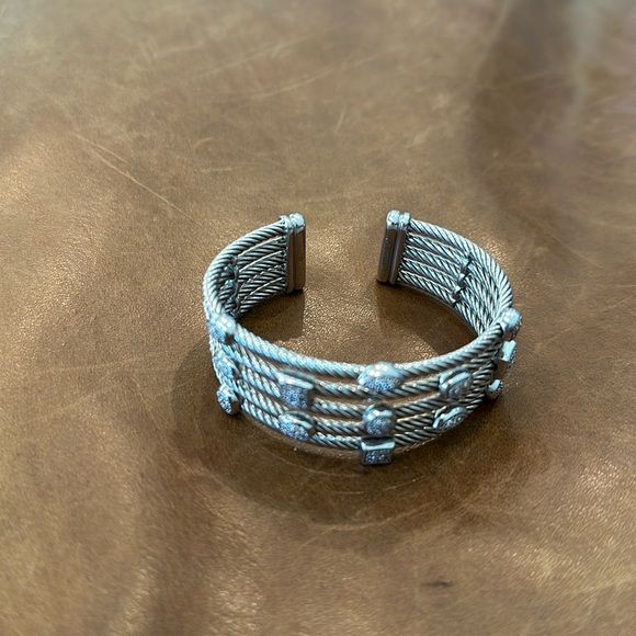 David Yurman Confetti Cuff Bracelet In Sterling Silver With Diamonds - Picture 1 of 4